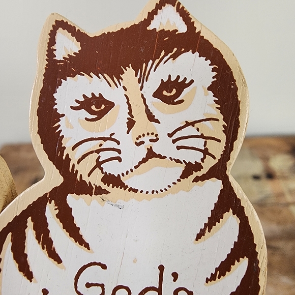 Set of 4 vintage wooden cat magnets - Picture 6 of 10